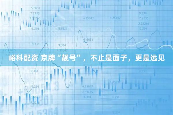峪科配资 京牌“靓号”，不止是面子，更是远见