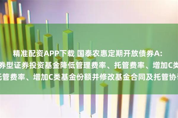 精准配资APP下载 国泰农惠定期开放债券A: 关于国泰农惠定期开放债券型证券投资基金降低管理费率、托管费率、增加C类基金份额并修改基金合同及托管协议的公告